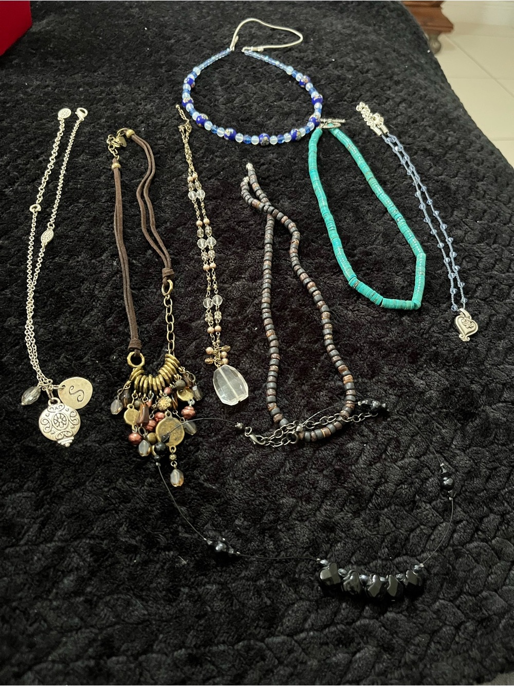 Assorted Women's Beaded Necklace - Turquoise, Blue, Black, Brown, Silver